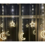 Xmas гирлянда Copper curtain ball lamp 9WW-1 Тёп.белый Луна 5 Звезда 4 3M*0.7M7260
