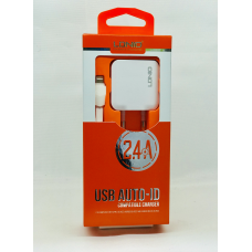 Сетевое зарядное устройство LDNIO A2201 (2.4A / 2 USB порта + кабель iPhone)