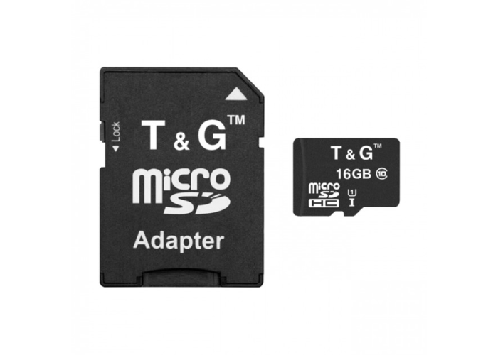 Карта памяти microSD 16 ГБ, Class 10, с адаптером SD