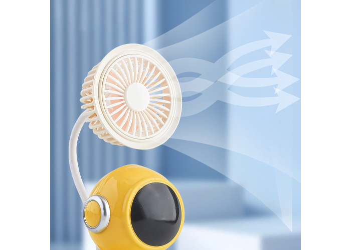 Вентилятор настольный Desktop Fan Y6, аккумуляторный, 3 режима, подсветка, гибкая ножка, точилка