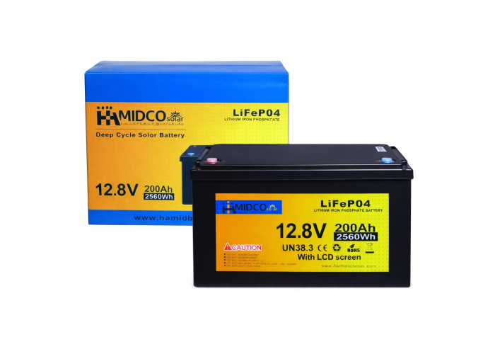 Аккумулятор HAMIDCO Solar LiFePO4, 12.8V 200Ah, 2560Wh, с LCD-дисплеем