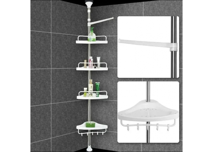 Полка угловая Multi Corner Shelf для ванной комнаты 4-ярусная, 210×34×22 см,