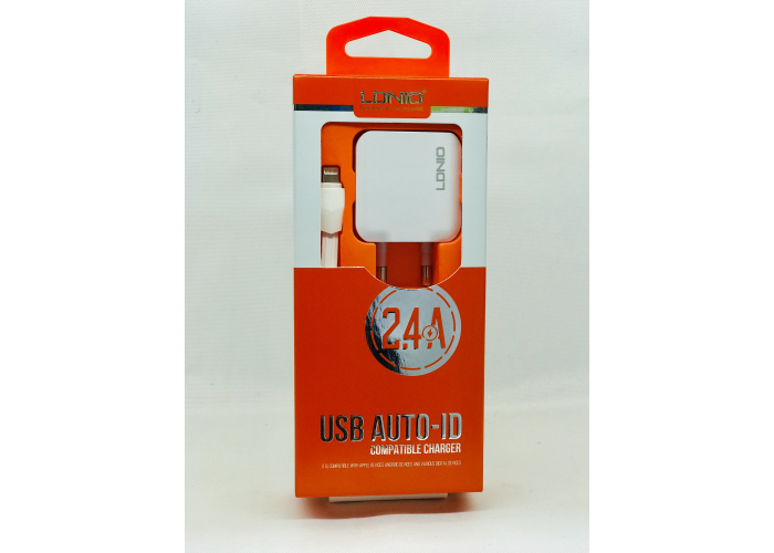 Сетевое зарядное устройство LDNIO A2201 (2.4A / 2 USB порта + кабель iPhone)