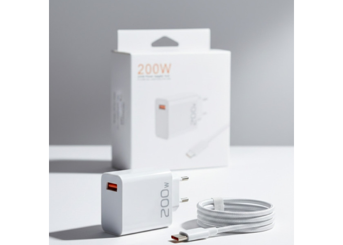 Сетевое зарядное устройство USB 200W, с кабелем USB-C