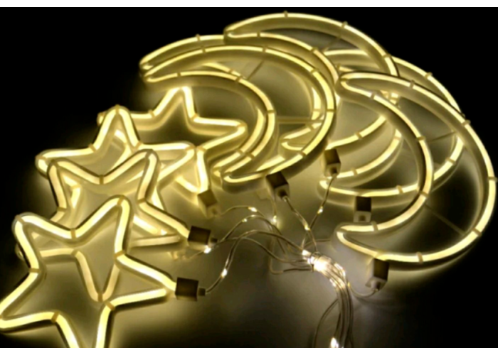 Xmas гирлянда Copper curtain ball lamp 9WW-1 Тёп.белый Луна 5 Звезда 4 3M*0.7M7260