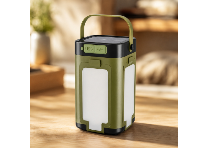 Складной кемпинговый LED-фонарь MH-868, солнечная панель, Power Bank, 2000 мА·ч