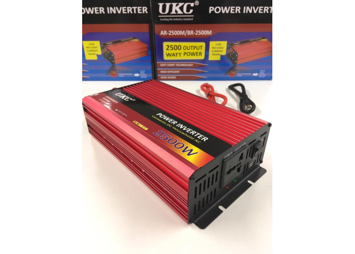 Преобразователь UKC KC-2500 W, 12–220 В, 2500 Вт, USB, модифицированная синусоида