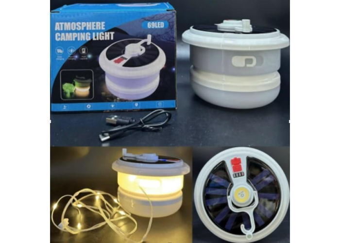 Кемпинговый фонарь BL YX669, с солнечной панелью, RGB, LED-лента 10 м
