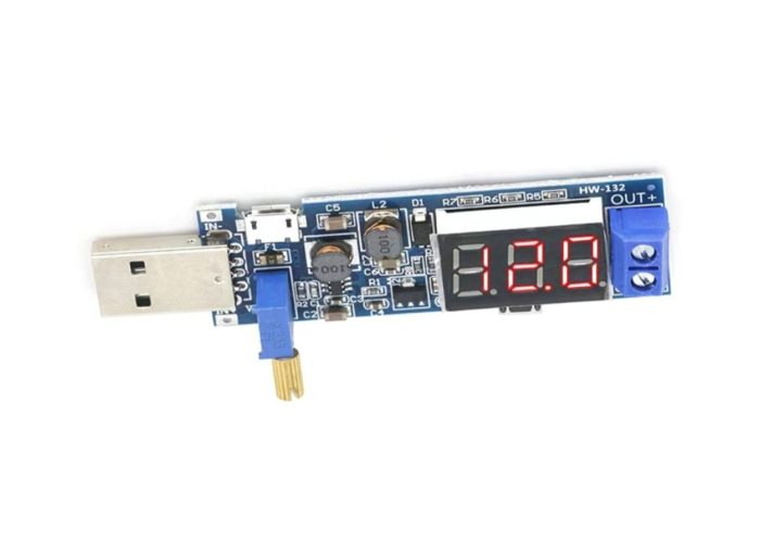 Повышающий/понижающий стабилизатор с USB и вольтметром WX-6423