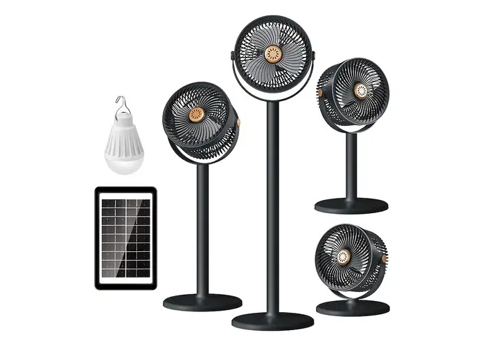 Вентилятор 4 в 1 Solar Floor Fan S39, 4000 мАч, солнечнечная панель, лампа, 5 скоростей