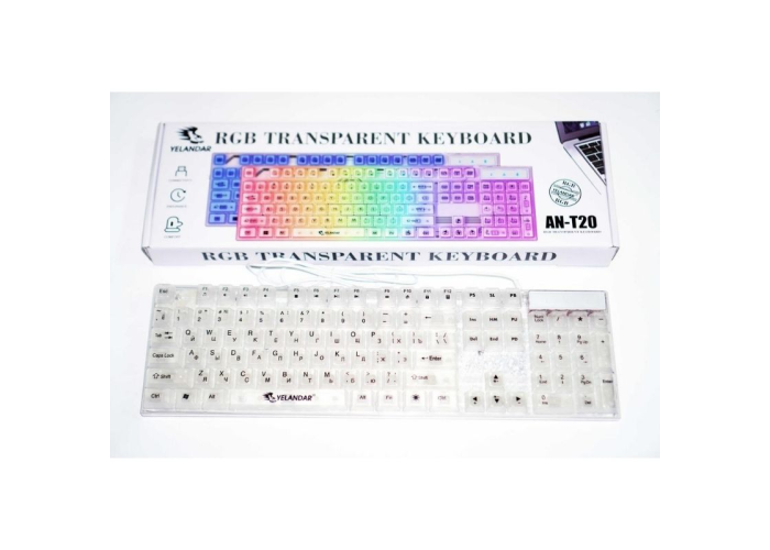 Прозрачная RGB игровая клавиатура K101, 104 клавиши, USB, YELANDAR AN-T20