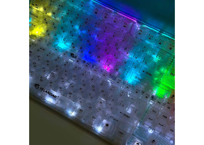 Прозрачная RGB игровая клавиатура K101, 104 клавиши, USB, YELANDAR AN-T20