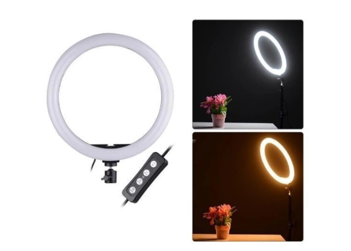 Кольцевая лампа JY-1870, 10" (26 см), LED, 3 режима света, USB, крепление для штатива и телефона