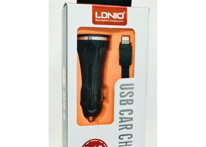 Автомобильное зарядное устройство LDNIO DL-C23 (3.1A / 2 USB порта + кабель для iPhone)