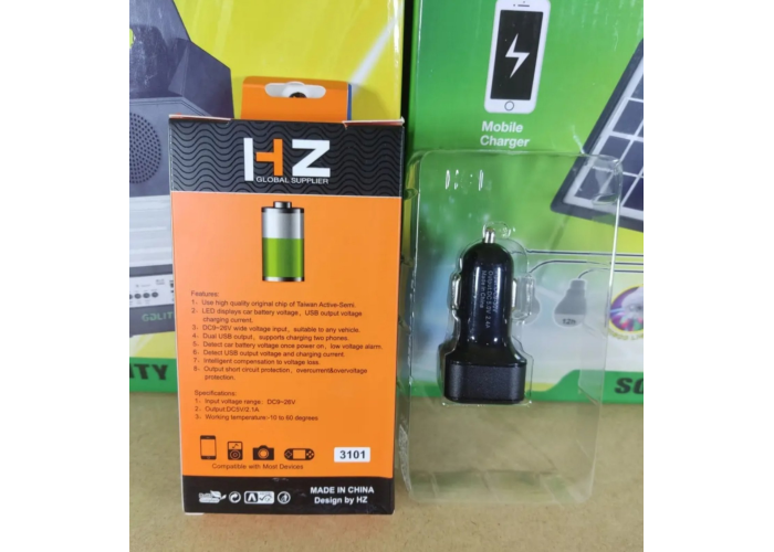Автомобильное зарядное устройство от прикуривателя 2.1А "HZ HC-1" lcd