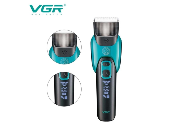 Машинка для стрижки животных VGR V-208, 6 насадок, LED-дисплей, USB