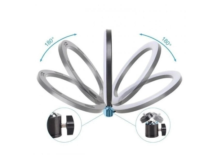 Кольцевая лампа QX-360, 14" (36 см), LED, 3 режима света, USB, крепление для штатива и телефона