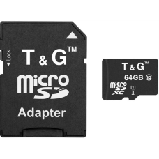 Карта памяти microSD 64 ГБ, Class 10, UHS-I, с адаптером SD
