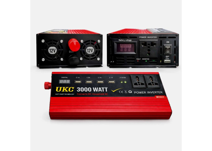 Преобразователь напряжения UKC 3000W 12V → 220V, автомобильный инвертор