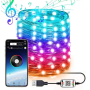 Led гирлянда c bluetooth и управлением с смартфона +10м/100Led на медной проволоке Капля росы 7953