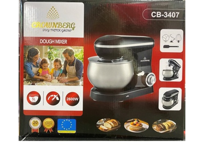 Планетарный миксер Crownberg CB-3407, 5 л, 2600 Вт, тестомес