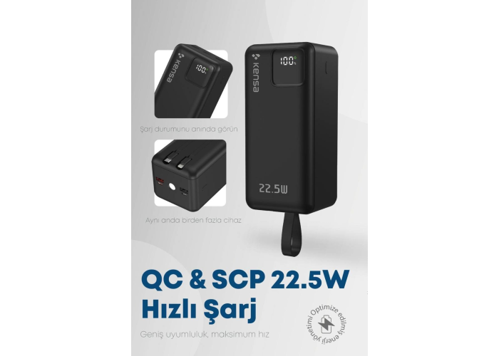 Повербанк Kensa KP-91, 50000 мА·ч, PD 30 W, QC/SCP 22.5 W