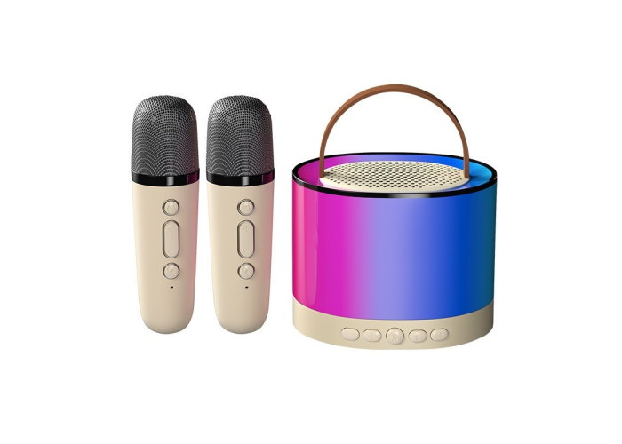 Портативная колонка караоке K12-2, Bluetooth/USB/SD/FM/AUX, 2 микрофона