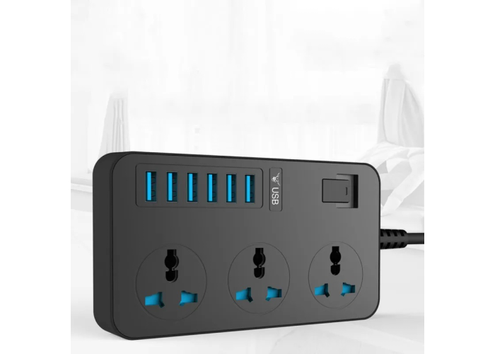 Сетевой фильтр (удлинитель) на 3 розетки и 6 USB AR-CP02