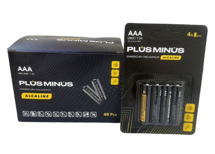 (только коробкой) Батарейки Plus Minus AAA LR03 Alkaline Power, 1.5 В, 4 шт. (BPM-4LR03)