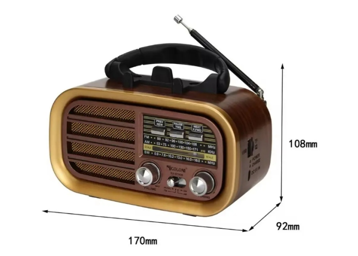 Радиоприёмник GOLON RX-BT638, с аккумулятором, Bluetooth, USB и SD
