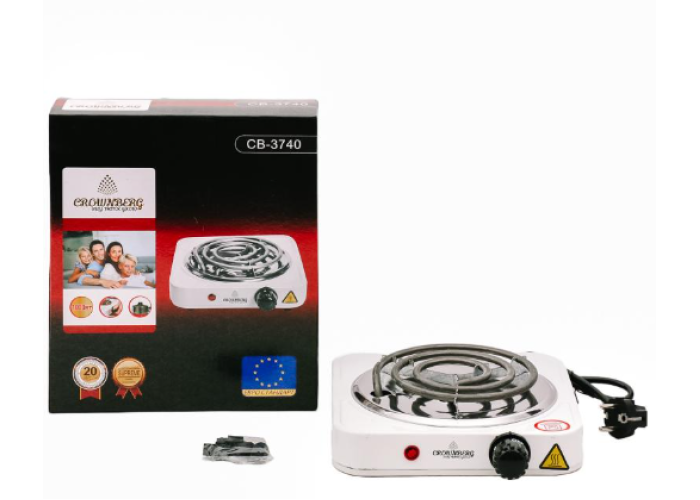Плита Crownberg CB-3740 1000W однокомфорочная спиральная