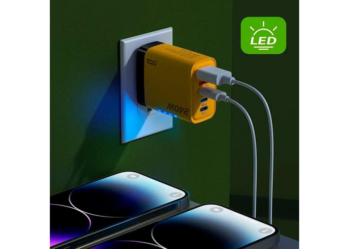 Сетевое зарядное устройство 240W, 2×USB + 3×Type-C, PD