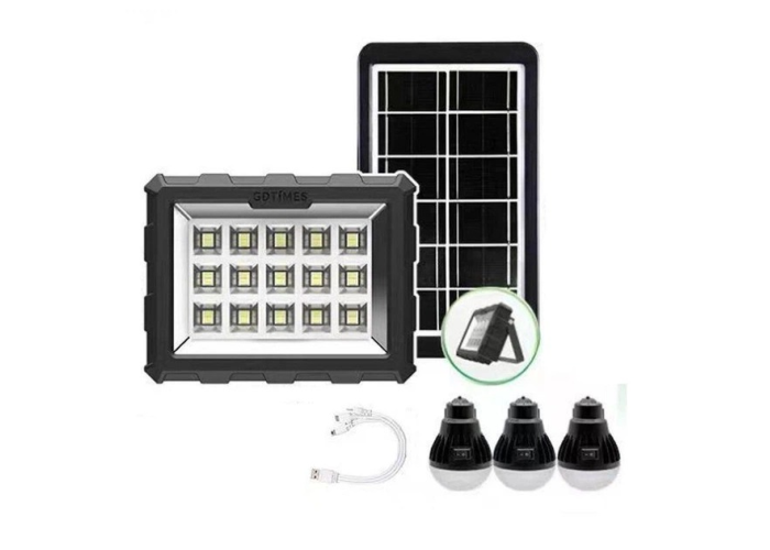 Портативная станция для зарядки GD 106, с солнечной панелью и 3 LED лампами