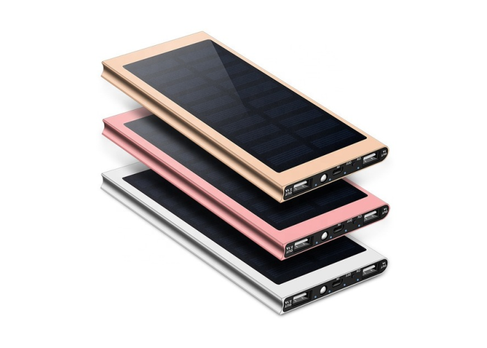 Повербанк PowerBank 20000 мА·ч, солнечная панель, 2 USB-выхода 5 В/2,1 А