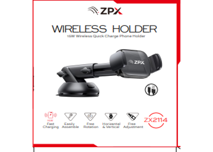 Автодержатель ZPX ZX2114 с беспроводной зарядкой 15W