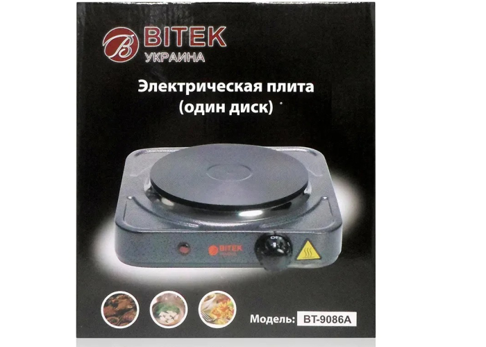 Электроплита 1 диск 1000Вт 150мм BITEK BT-9086A