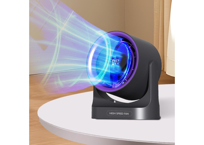 Вентилятор настольный/подвесной Desktop High-Speed Fan BY-001, аккумуляторный, дисплей