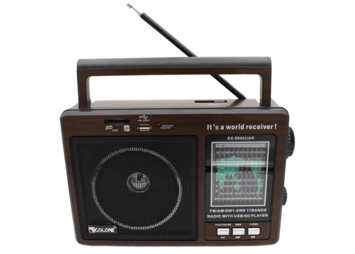Радиоприёмник GOLON RX-9966UAR, FM/AM/SW1–SW9, USB/SD, MP3