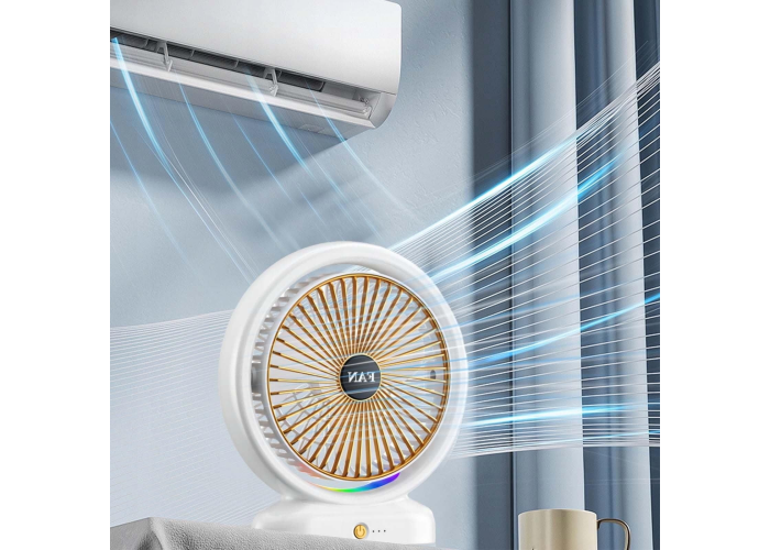Вентилятор настольный Fantasy Color Fan F14, аккумуляторный, 3 режима, подсветка, Type-C