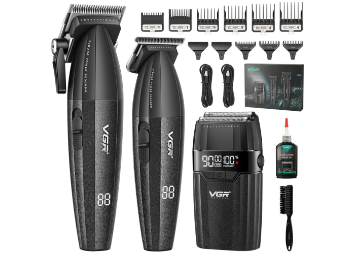 Машинка для стрижки VGR V-640 S3, набор 3 в 1 (машинка, триммер, электробритва)