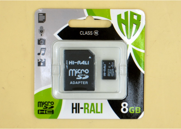 Карта памяти MicroSD Hi-Rali 8 Gb (Class 10) 3 года гарантии