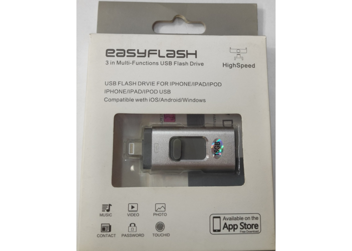 Флешка 3в1 EasyFlash 16GB для iPhone, Android, ПК black