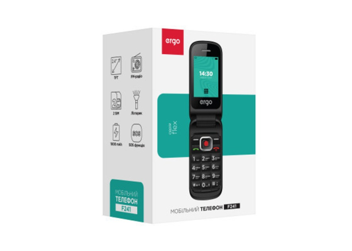 Мобильный телефон ERGO F241 Dual Sim Black, раскладушка