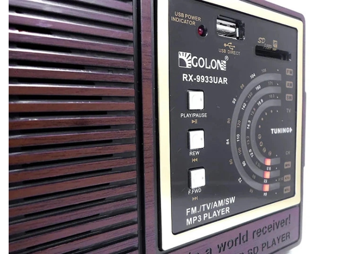 Радиоприёмник GOLON RX-9933UAR, сетевой, с аккумулятором, Bluetooth, USB и SD