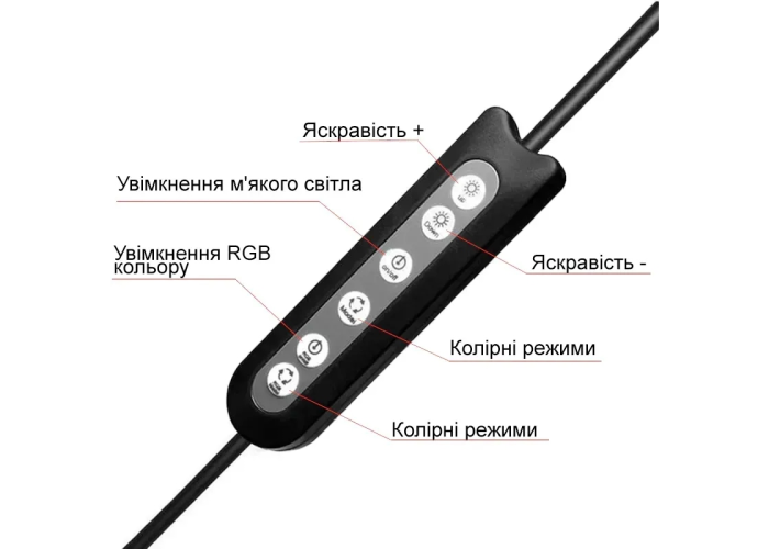 Кольцевая лампа MJ-36 RGB, 14" (36 см), мульти-режимная подсветка, USB