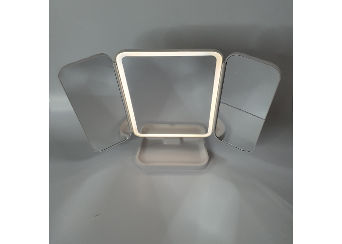 Зеркало тройное настольное XR-3300, аккумуляторное, с LED-подсветкой, 3 режима, сенсорное управление