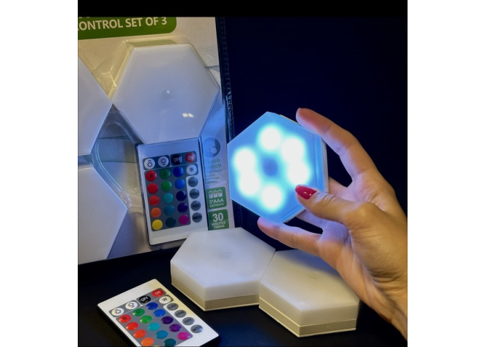 Светильник модульный LED RGB сенсорный шестигранный, 3шт