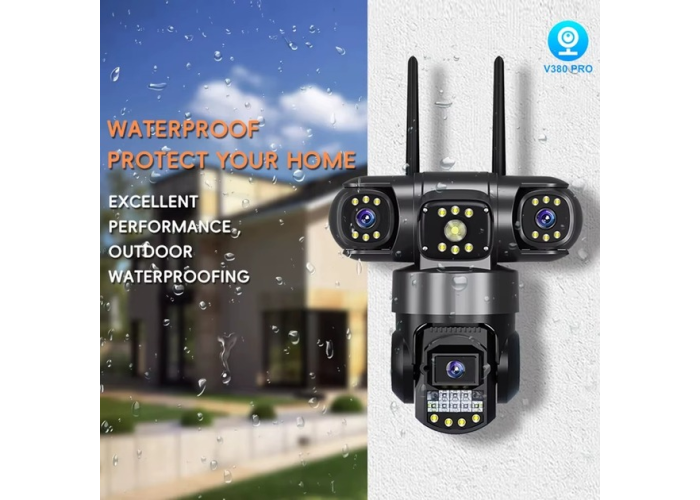 Wi-Fi IP-камера с 3 объективами (APP V380/V380Pro, PTZ, IP66)