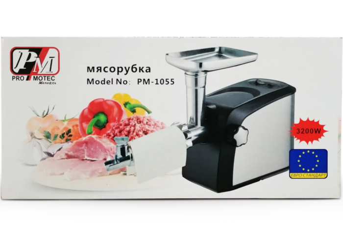 Электромясорубка PM-1055 Promotec (4шт.ящ)