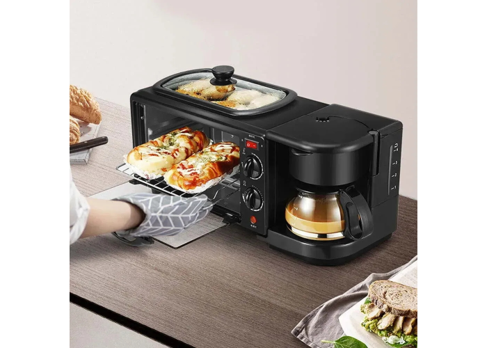 Многофункциональная кухонная машина Domotec MS-5308B, 3 в 1, электрическая печь, гриль и кофеварка